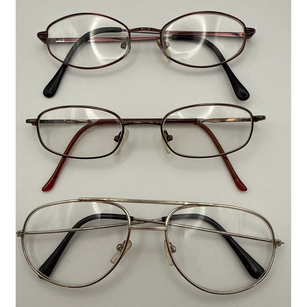 3 PAIR OF VINTAGE METAL FRAME EYE GLASSES - Gold, Bronze and Black -see pics